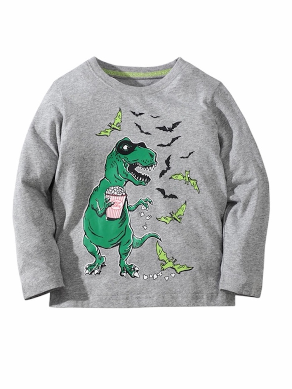 Carter's Boys Halloween Bandit Dinosaur Popcorn Jersey Long-Sleeve Tee size 7